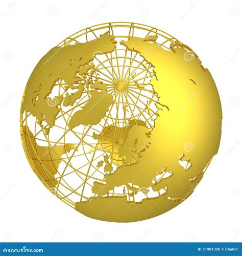 Golden Earth Planet 3d Globe Isolated Stock Photo Illustration Of