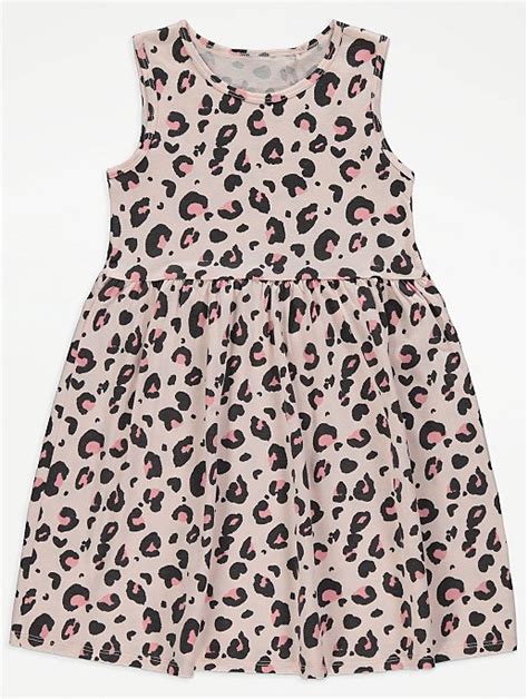 Pink Leopard Print Jersey Dress Kids George At Asda