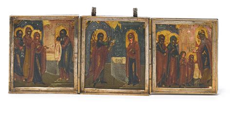 153 A Russian Gilded Silver And Cloisonne Enamel Traveling Triptych Icon