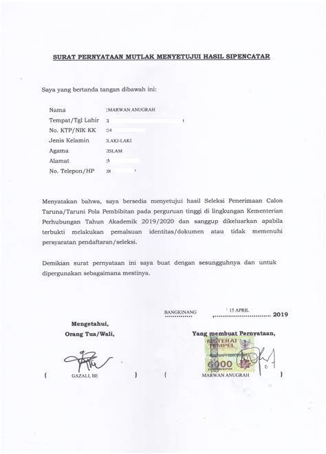 Contoh Surat Pernyataan Diri Bermaterai Contoh Surat Pernyataan Diri