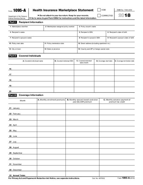 Printable Form 1095 A Printable Forms Free Online