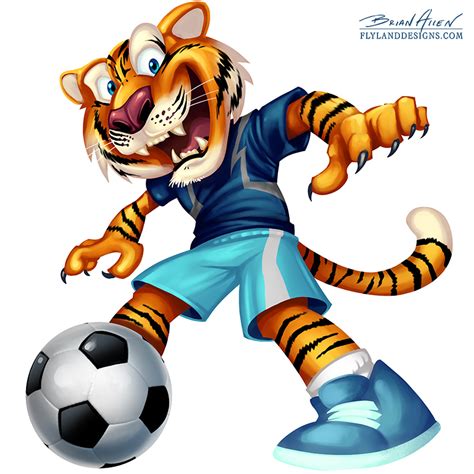 Tiger Soccer Mascot For Kids Flyland Designs Freelance Illustration