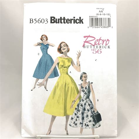 Butterick 5603 Retro 56 Womens Fitted And Flared Dresses Sleeveless
