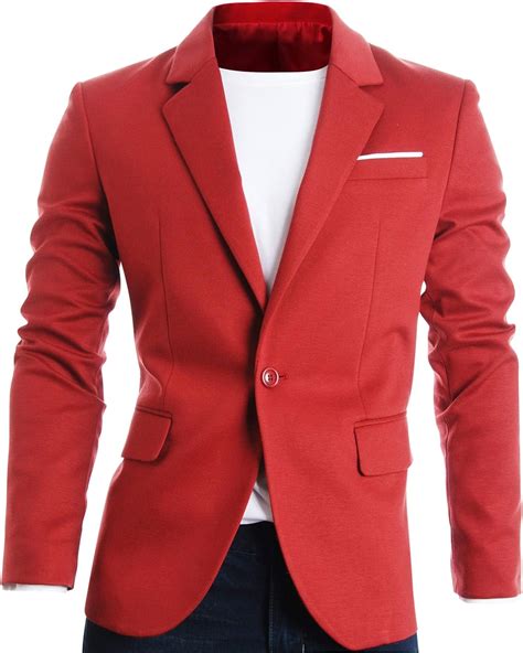 Flatseven Mens Slim Fit Casual Premium Blazer Jacket Red Xl Chest 44 At Amazon Men’s Clothing