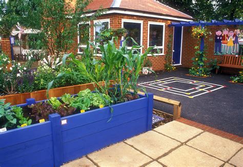 School Garden With Raised Beds Plant And Flower Stock Photography