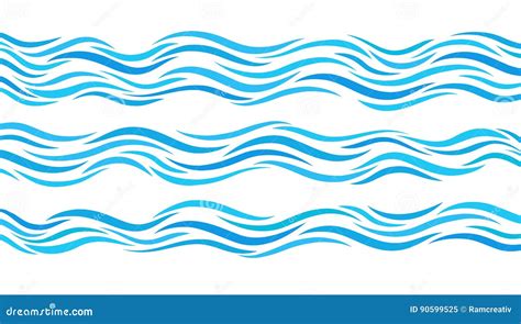 Blaue Wellenmuster Satz Elementwasser Vektor Abbildung Illustration