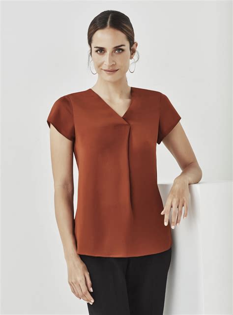 Buy Womens Kayla V Neck Pleat Blouse In Nz The Uniform Centre