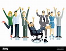 Business people celebrating a victory, business success, illustration ...
