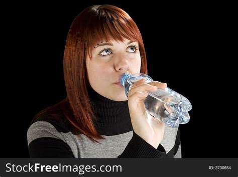 Redhead Girl Drinking Water Free Stock Images Photos