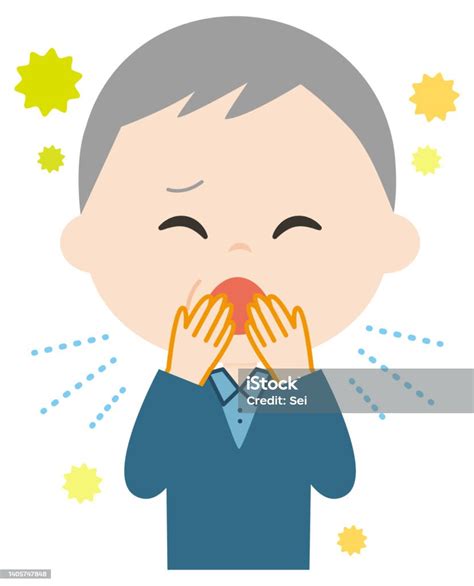 Elderly Man Coughing Vector Illustration Stock Illustration Download