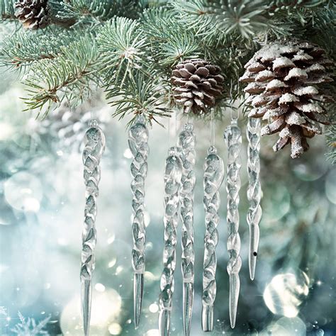 12pcs Twisted Clear Fake Icicle Glass Prop Christmas Tree Ornaments Festival Ebay