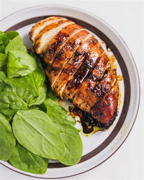 Place skin sides down in dish (dish and butter should be hot). Baked Balsamic Chicken Breast Recipe - Cooking LSL