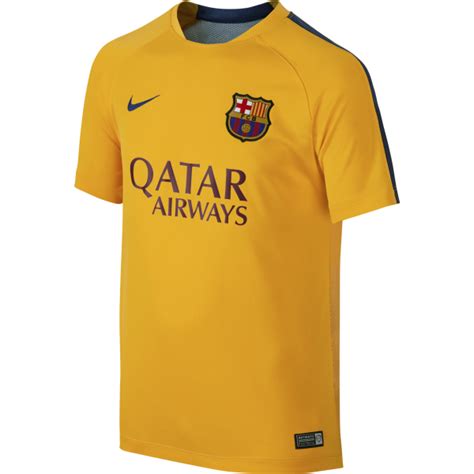 Nike Barcelona Junior Pre Match Short Sleeve Jersey In Gold Excell