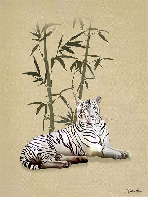 White Tiger In Bamboo Forest Digital Art By M Spadecaller Pixels