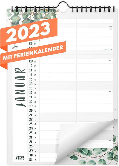 Planer Für Zwei Wandkalender 2023 Mit 2 Spalten Im A4 Format