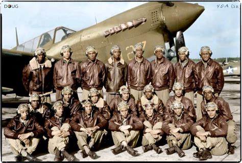 22 Tuskegee Airmen Class 45a Single Engine Pose In Front Of A