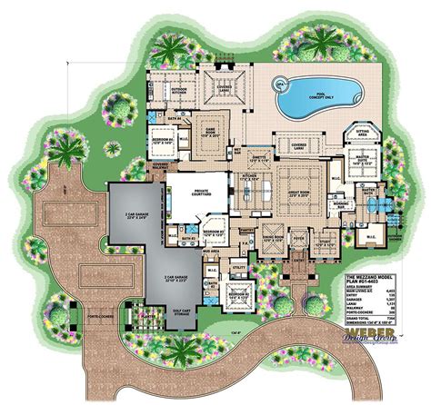 Mediterranean House Plan 1 Story Luxury Home Floor Plan