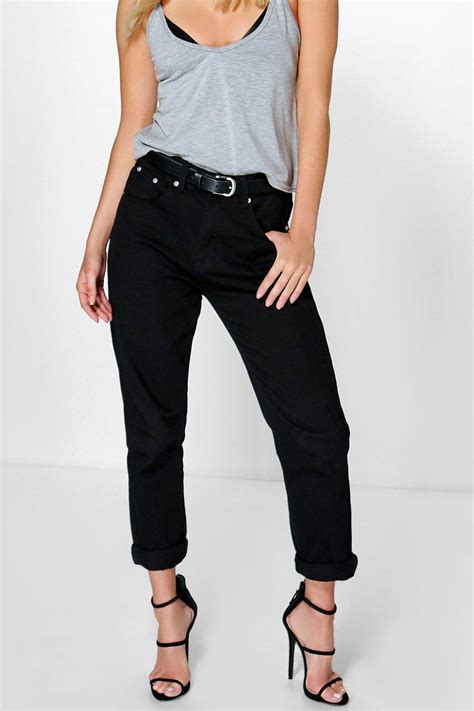 Collection by aurelio harrison • last updated 8 weeks ago. Boohoo Damen Hatty Schwarze Boyfriend-jeans Mit Hohem Bund ...