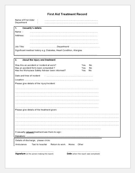 First Aid Kit Inspection Form