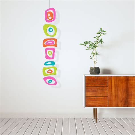 Pretty Pink Retro A Gogo Boho Hanging Art Mobile Mod Etsy Hanging