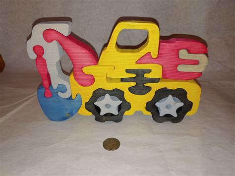 Backhoe 13 Piece Handcrafted Wooden Puzzle Made With Love By Etsy