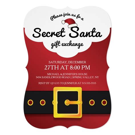 Cute Secret Santa T Exchange Party Card Secret Santa T Exchange