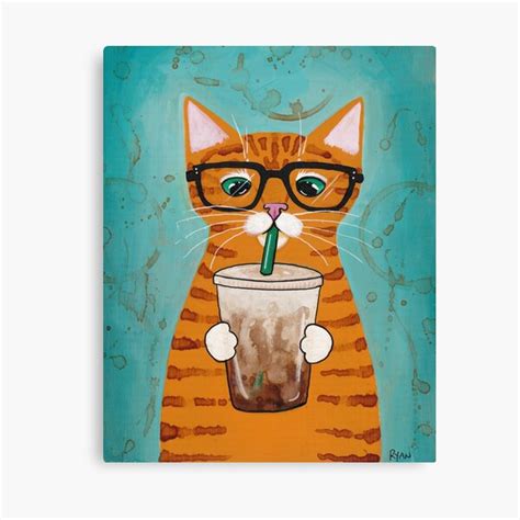 Cat Coffee Canvas Prints Redbubble