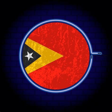 bandeira de néon grunge de timor leste no fundo da parede ilustração em