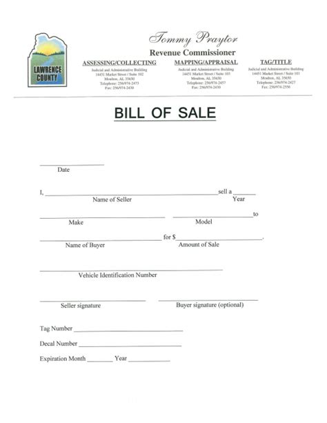 Free Alabama Motor Vehicle Bill Of Sale Form Pdf Word Eforms