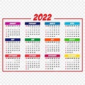 2022 Modelo De Design De Imagem De Calendário Colorido PNG , 2022 ...