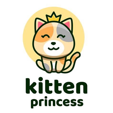 Kitten Princess Cute Logo Template Vector Premium