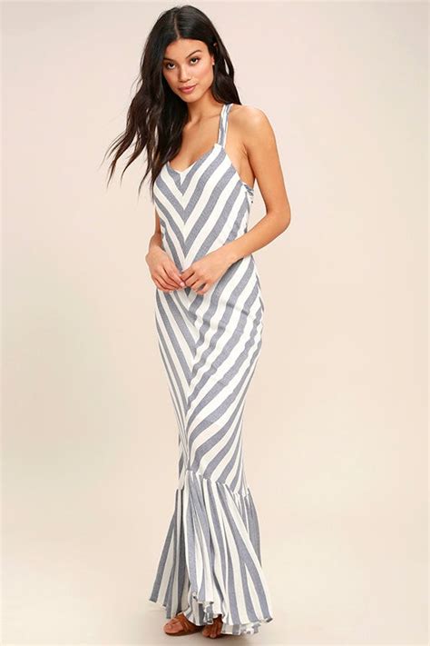 Ppla Delilah Cute Blue And White Dress Striped Dress Maxi Dress