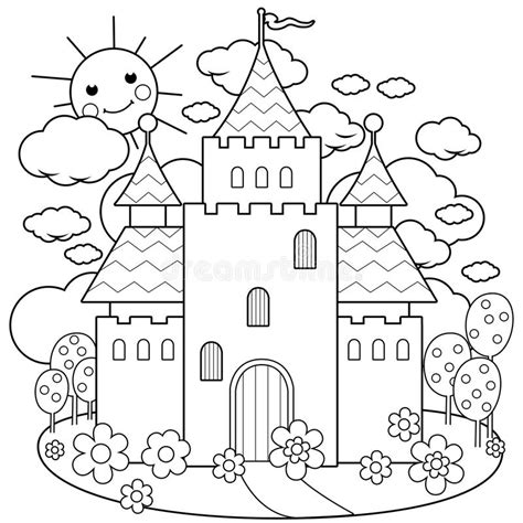 Free printable fairy tale coloring pages for kids that you can print out and color. Fairy Tale Castle And Flowers. Coloring Page Stock Vector ...