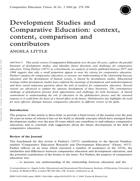 Development Studies And Comparative Education