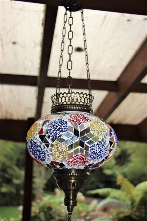 Turkish Mosaic Large Hanging Candle Lantern Mosaic 1 18cm Globe Nirvana
