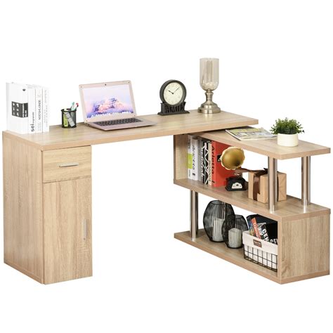 Minimalist space saving modern home office computer 2 drawer file cabinet metal storage chest home office. Homcom Rotating Desk L-Shaped Computer Desk Workstation ...