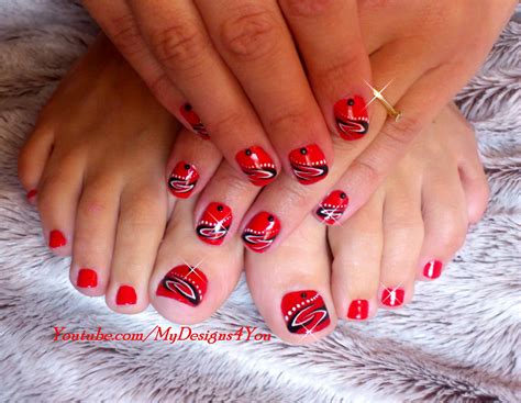 Tatoo Element Red Nail Design For Short Nails Pedicure By