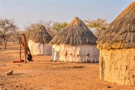 Traditional Round Houses In An African Village Stock Photo Download
