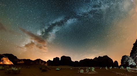 Milky Way Above Red Wadi Rum Desert At Night Jordan Windows 10