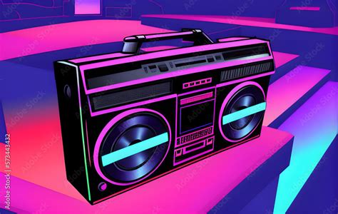 Illustration Of A Radio Ghettoblaster Boombox On A Graphical