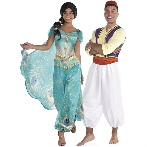 adult jasmine whole new world and aladdin couples costumes party city canada