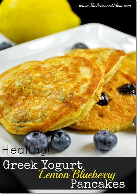 Healthy Greek Yogurt Lemon Blueberry Pancakes The Seasoned Mom