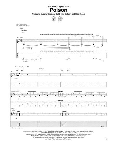 Poison By Alice Cooper Alice Cooper Digital Sheet Music For Guitar