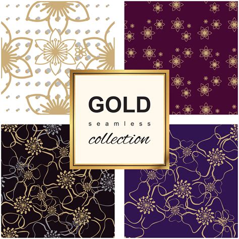 Artstation Gold Seamless Pattern Collection Floral Ornamental Luxury