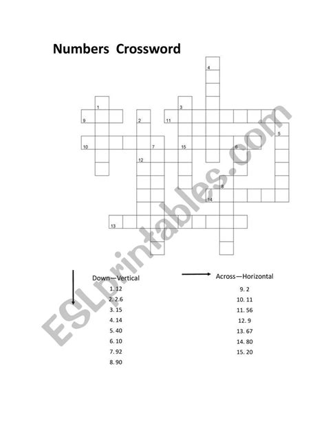 Numbers Crossword Esl Worksheet By Mari90