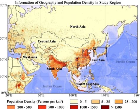 National Geographic And Distribution Of Population Density In Asia The