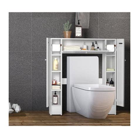 costway meuble wc armoire de toilette placard de salle de bains ÉtagÈre de salle de bain