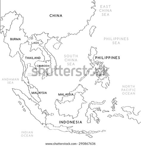 South East Asia Map Vector Illustration