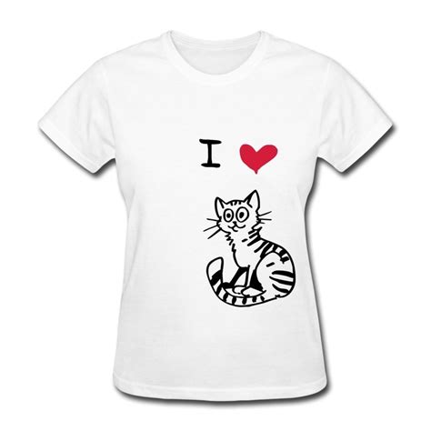 New 2014 Regular Top Brand 100 Cotton Womens T Shirt I Love Cats T Shirts Womens Customize