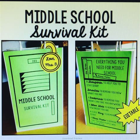 Middle School Survival Kit End Of Year T For Students Going To
